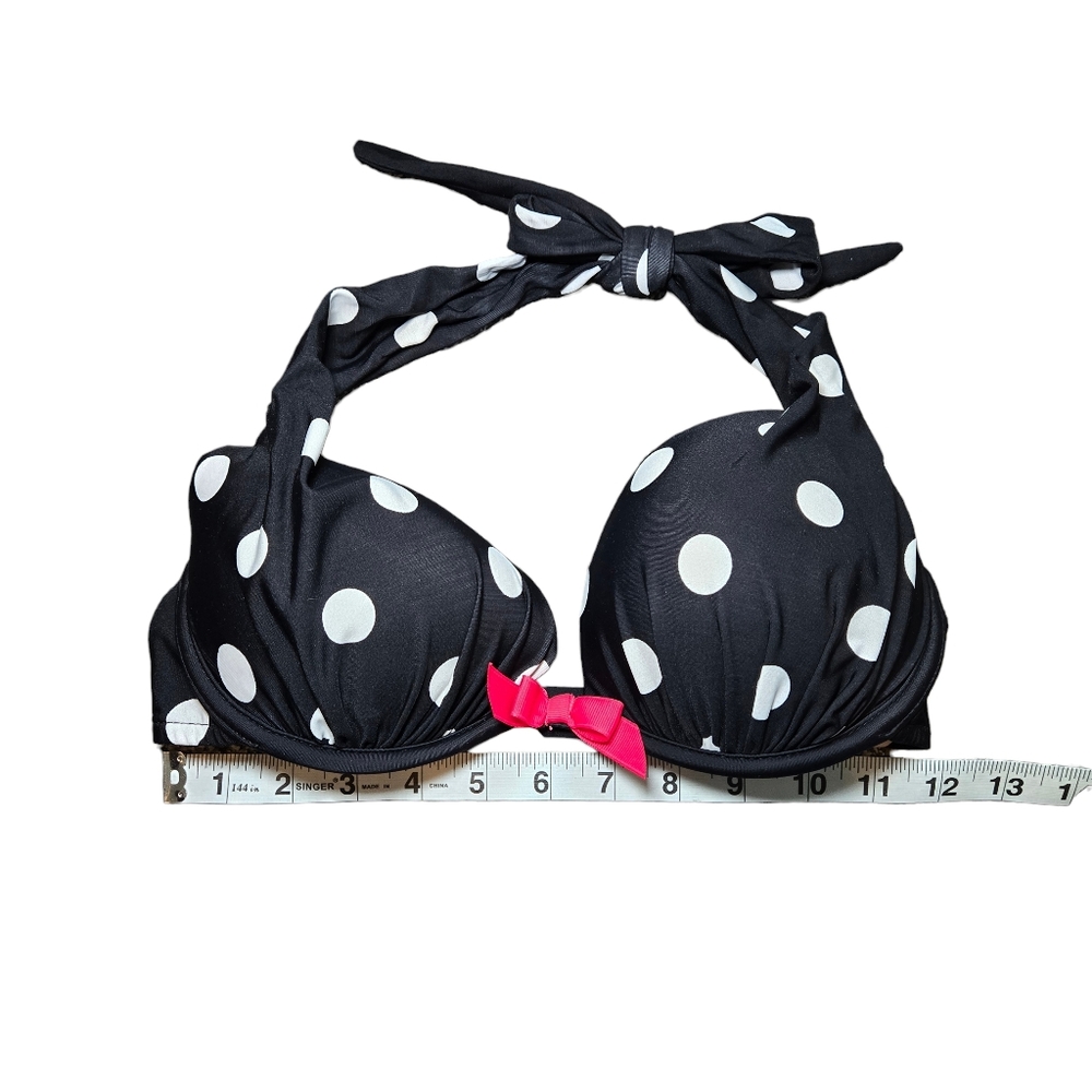 VENUS Black Bikini with White Dots and Pink Bows - Picture 12 of 13